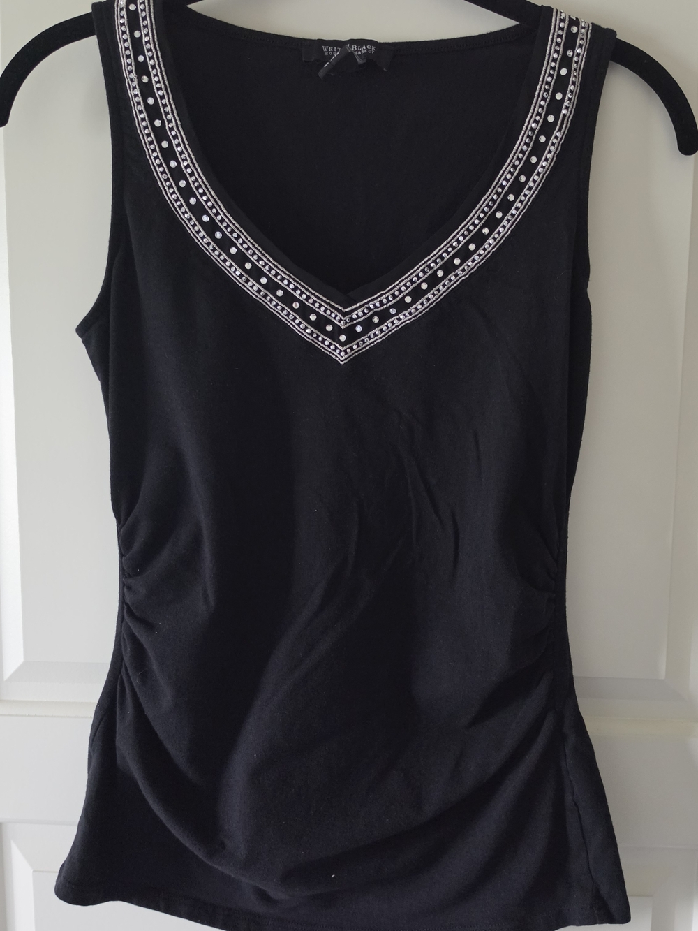 Black Embellished V-Neck Sleeveless Top by WHBM